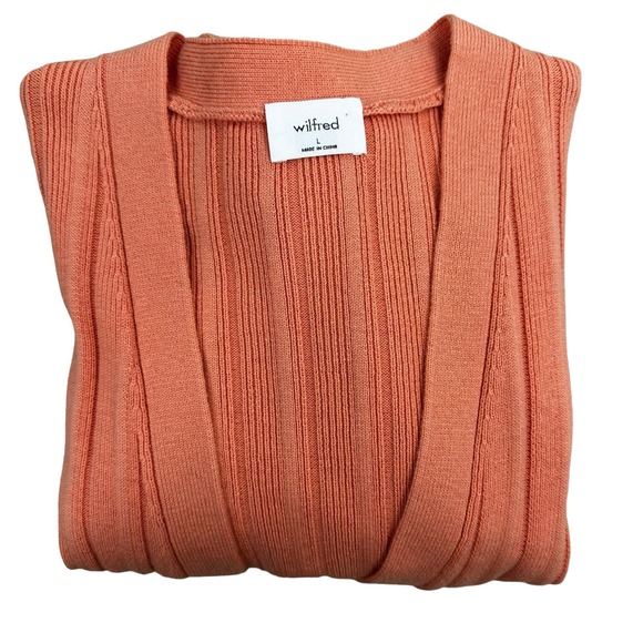 Aritzia Wilfred Plunge Front Cardigan Size Large Peach V-Neck Merino Wool Blend - Picture 13 of 14